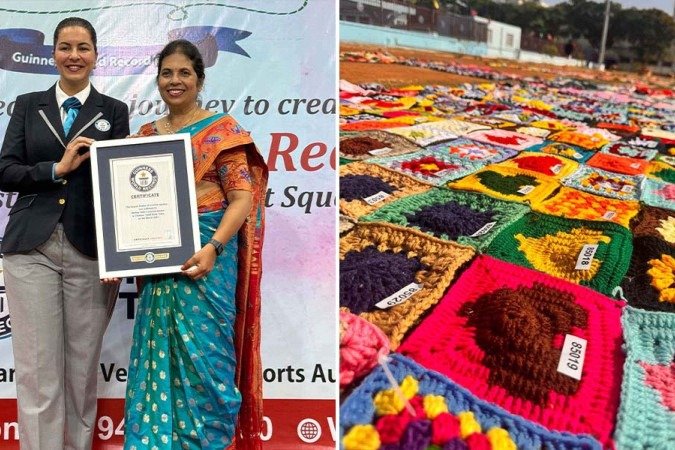 Grupo de mulheres bate recorde mundial de maior exposição de crochê